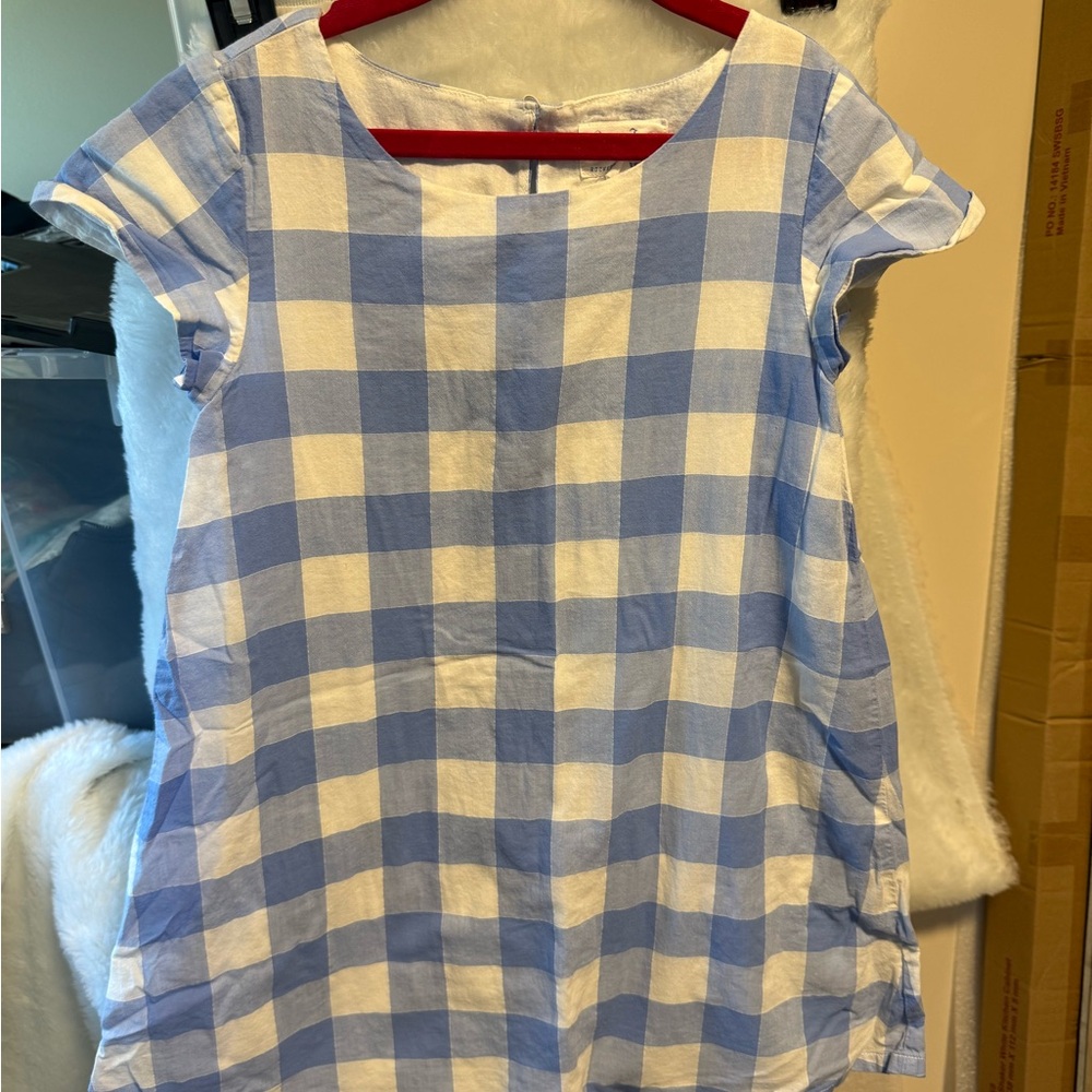 Draper James Blue and White Checkered Kids Casual Dress